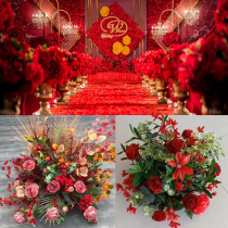 Wedding Floral Art Big Red Series Road Flower Introduction Wedding Catwalk Finished Flower Mall Home Window Decoration Floral Art