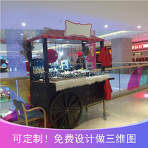 Spring Spring Exhibition Ornament Promotion Car Retro Wood Vending Car Personality to make mobile cart Flower Car
