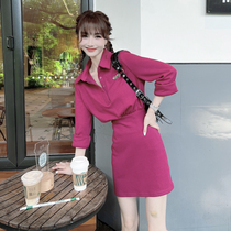 Kaka womens official flagship fake two polo dress with loose waist dress