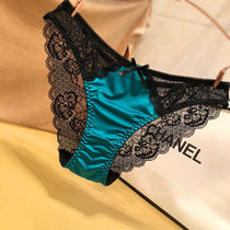 Spice And Europe Sexy Hollowed-out Perspective Satin Lace Lace Jacquard Seductive Fire Hot lady Low Waist Triangle Briefs