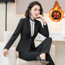 Plus Suede Thickened Suit Suit Woman Spring Autumn New Black Casual Jacket Small Sub Stylish Temperament Professional West Suit