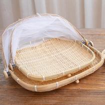 Bamboo woven insect basket with folding food cover leftovers cover steamed steamed to prevent flies and flies dust table cover head