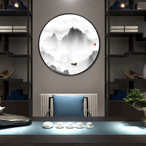New Chinese decorative painting round landscape painting living room sofa background wall restaurant mural painting Zen into the home porch hanging painting