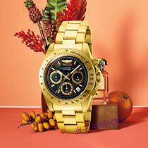 invicta Invikta three-eye timing multifunctional Golden Green colorful fritillary luminous neutral quartz watch 28670