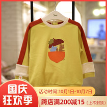 Direct mail ETTOI Korea Pegus childrens clothing 2021 autumn yellow round neck casual sweater 521004