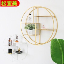 ins Nordic wrought iron shelf Modern simple home living room wall-mounted creative round wall storage shelf