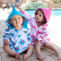 American Zoocchini Childrens pure cotton Carpass with cap cloak beach sunscreen baby absorbent bath towel bathrobe