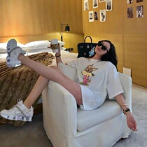 Drew smiley face cartoon wolf men and women couples Tide brand FOG high street trend loose Joker cotton simple short sleeve t-shirt