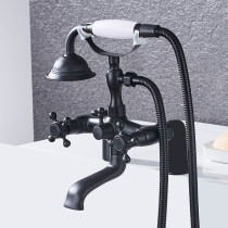 Black Bathtub Faucet European Antique Bathtub Side Shower Shower Set Full Copper Vertical Creative Mixing Valve Surface Mounted