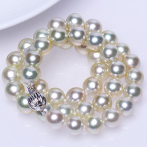 Feedback : 9 - 10mm14K Jinnanyang deep sea gold pearl chain necklace without dyed strong circle