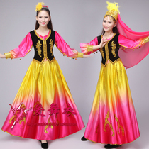 Xinjiang dance performance clothing womens big swing skirt Uyghur costume womens national style square dance national costume adult