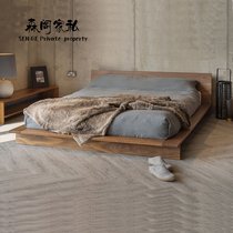 The Nordic Japanese black walnut tatami bed Cherry 1 8 meters large trundle master bedroom double Fins landing bed