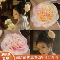 Hanfu accessories silk peony Tang wind performance big flower practical headdress Mei Niang photo with stage costume chest