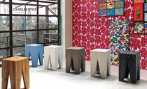 Nordic personality design art wooden pier stool log soft decoration side square wooden stool basin stand end View platform