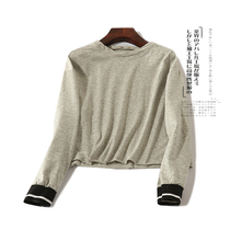 4133 2019 autumn and winter fleece sweater womens bottom loose raw edge fashion pullover long-sleeved base shirt tide