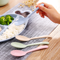 Wheat straw baby baby rice spoon cute little spoon color student spoon for children