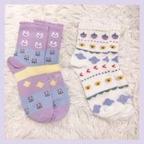 Xiaoxis soft world cartoon cute Japanese soft sister cotton rabbit flower strawberry illustration tube socks