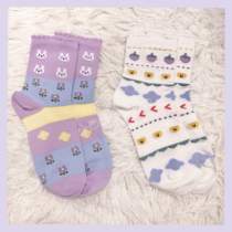 Xiaoxis soft World cartoon cute Japanese soft girl cotton rabbit flower strawberry illustration middle socks