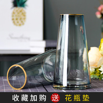 Light luxury gold glass vase ornaments living room flowers Nordic transparent flower Ware home simple home decorations