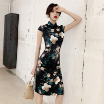 Retro qipao 2022 new short paragraph Improved warlord wife Dress Dress Young Girl Chinese Wind Spring Summer Season