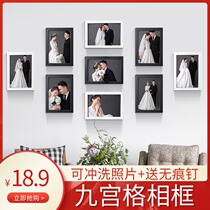 Simple Photo Wall 5 inch 6 inch 7 inch 10 inch nine square grid creative combination photo frame hanging wall living room decoration photo wall