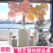 New wedding props white iron cylindrical dessert table five-piece set welcome area cake rack ritual Pavilion flower table