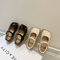  Girls  fashion small leather shoes spring new Korean version of childrens and womens baby soft bottom mirror shallow square head all-match single shoes