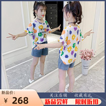 Girl Short Sleeve T-shirt Kit 2022 new CUHK Scout children Chater Childrens Chauffo Skirt Ocean Summer Jeans Suit