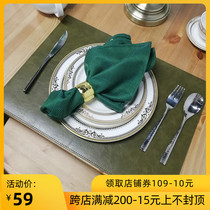 European leather placemats waterproof and oil-proof large size model room room high-grade leather insulation mat steak mat customized