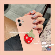 Original autumn and winter ins felt strawberry for Apple 13 12pro 11promax all-inclusive camera xsmax Net red x Korean 8plus girl heart xr liquid silicon