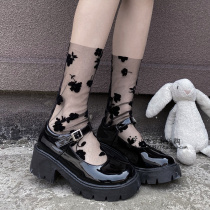 Japan Day Series Fiberglass Rose Socks Woman Midbarrel Socks Summer Thin jk Black Silk Sox Tide 2 Double Dress