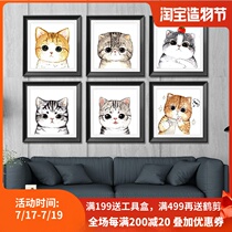KS hand-made 2020 new modern Chinese living room bedroom dining room cute cat adorable pet family diamond painting