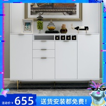 Nordic light luxury post-modern dining side cabinet Modern simple metal stainless steel gold-plated entrance cabinet Kitchen storage cabinet