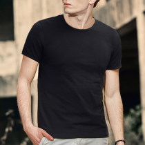 Lanning Qu mens short-sleeved T-shirt solid color pure cotton pure white black blank blood Simple simple base shirt summer