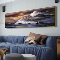 Original Handpainted Oil Painting Nordic Living Room Decoration Painting Modern Minimalist Sofa Background Wall Sea View Sunrise Painting Fresco