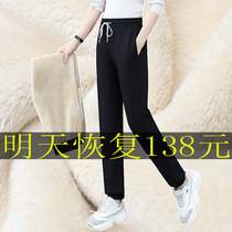 Lamb cashmere pants womens winter thickened outer warm cotton pants loose casual pants autumn and winter velvet sweatpants