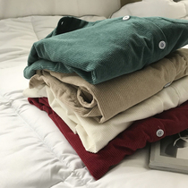 White corduroy shirt coat womens autumn and winter New Korean loose BF wind thickened retro shirt student top