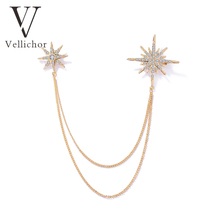 Vellichor Korea eight-Mang star tassel brooch women fashion personality suit accessories pin shirt collar pin