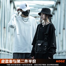 Xiaobin Guochao fake two-piece sweater men and women tide spring hip-hop Joker couple pullover loose base shirt top