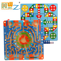 Wood Pellets Two-in-one Magnetic Transport Pen Labyrinth Flying Chess Combined Children Puzzle Toy Autism Training Toys
