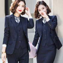 Spring and Autumn High-end Suit Set Womens Fashion Stripes Professional Clothes Overalls Temperament President Formwear Goddess Fan Suit