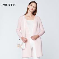 PORTS Ppose womens dress minimalist pure color full open cardio-woolen sweatshirt SN8K009JKW001