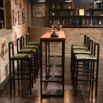 Net red solid wood home bar table simple small narrow table milk tea shop against the wall long bar table tall table and chair combination
