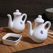 Japanese vintage ceramic seasoning jar Soy sauce vinegar bottle Kitchen household with lid vinegar pot Oil pot Restaurant soy sauce pot
