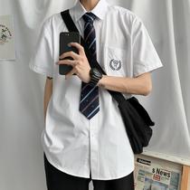Send tie ~ dk uniforms for boys and girls foundation for white shirts Short sleeves Students College Wind lovers jk shirt for Korean version