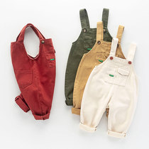 Baby pants womens spring and autumn 1 a 2-3 year old baby jumpsuit male children casual long pants autumn clothes can be opened
