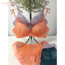 intesucre Counter Same Style Sexy Lace Knowledge Bra Set Underwear Underwear Purple Army Green