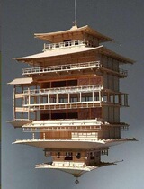 Japanese hand-assembled WoodyJOE1 75 Luyuan Temple Golden Pavilion Temple Tenon white wood structure model gift ornaments