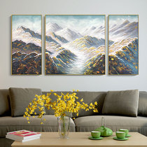 Light extravagant decoration painting gold leaf hand-painted oil painting Painting New Chinese Living Room Sofa background frescoed triptych