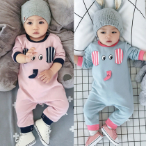 French Jacadi baby jumpsuit Spring and Autumn New ha clothing full moon year old cartoon baby cotton long sleeve climbing suit